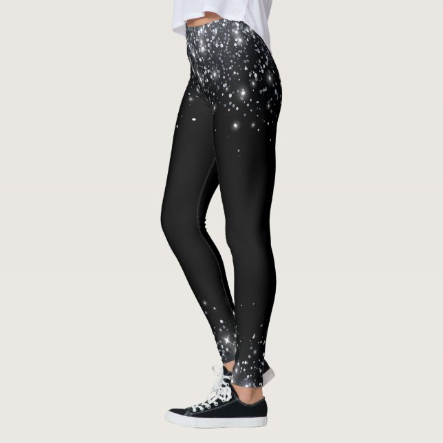 Leggings Paillettes noires et argentées modernes (Gauche)