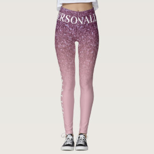 Leggings Paillettes Rose Gold, Ajoutez Votre Nom Ou Texte P