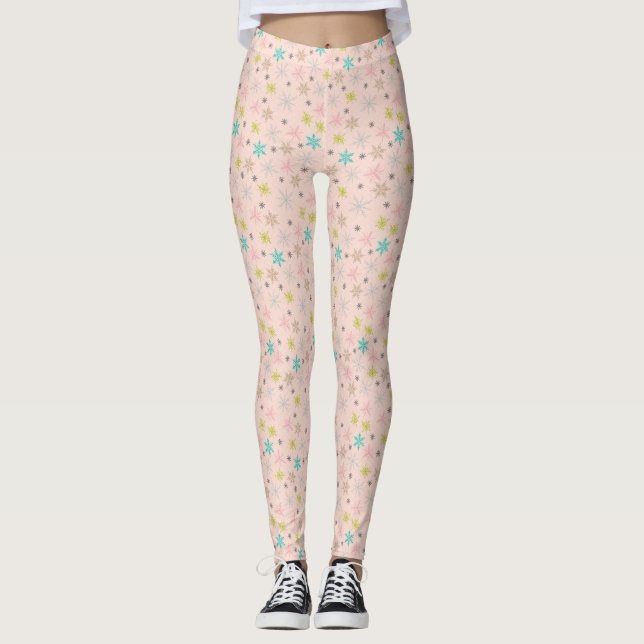 Leggings Paillettes rose Turquoise Lime Vert Gris (Devant)