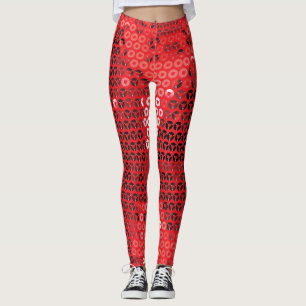 Leggings paillettes rouges brillantes