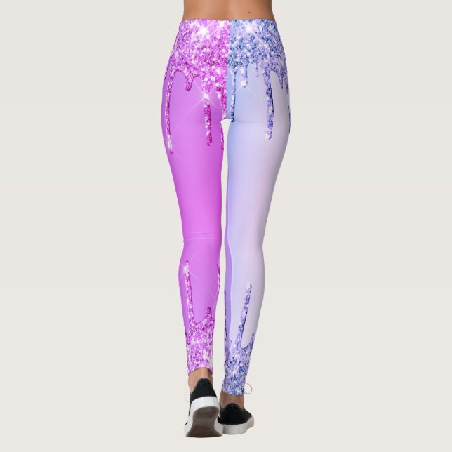 Leggings Paillettes Violet Gouttes Brillantes (Dos)