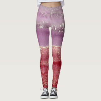 Leggings Paillettes violettes et dorées élégantes