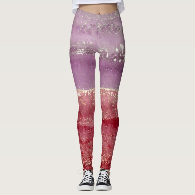Leggings Paillettes violettes et dorées élégantes (Devant)