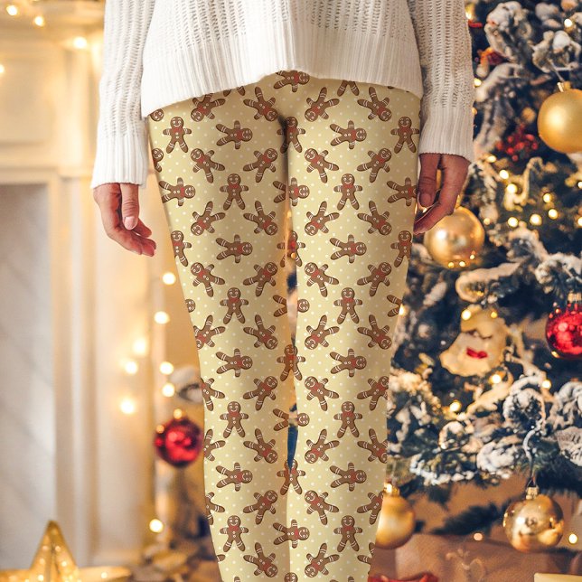 Leggings Pain d'épice jaune Homme Polka Dot Noël (Créateur téléchargé)