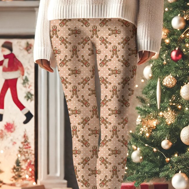 Leggings Pain d'épices Brown Homme Polka Dot Noël (Créateur téléchargé)