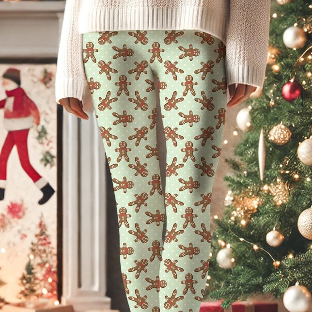 Leggings Pain d'épices vert Mint Homme Polka Dot Noël (Créateur téléchargé)