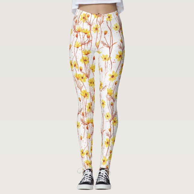 Leggings Painted Yellow Daisies (Devant)
