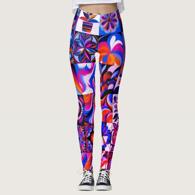 Leggings Paire d'art abstrait patchwork moderne personnalis (Devant)