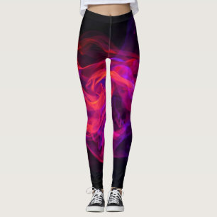 Leggings Paire d'art de feu chaud bleu + rouge personnalisé