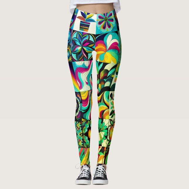 Leggings Paire d'art de patchwork abstrait moderne personna (Devant)
