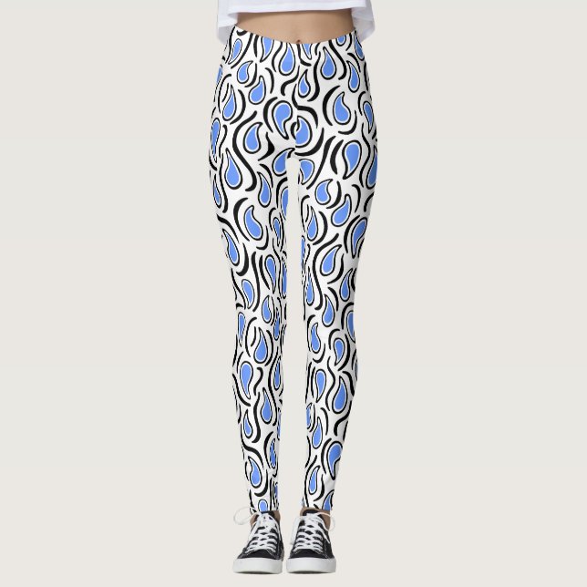 Leggings Paisley Abstrait 230523 - Baby Blue, B&W (Devant)