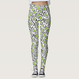 Leggings Paisley Abstrait 230523 - Martian Green, B&W