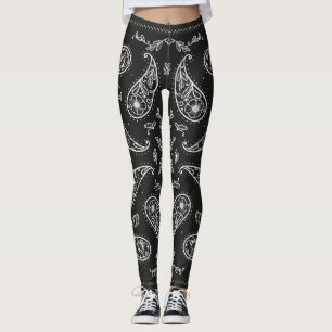 Leggings Paisley bandana : imprimé noir et blanc