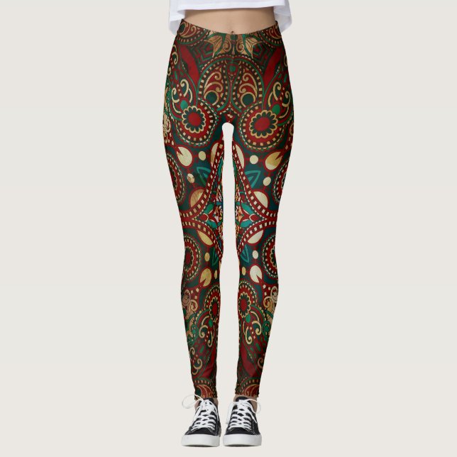Leggings Paisley Bandanna Grunge Floral Traditionnel (Devant)