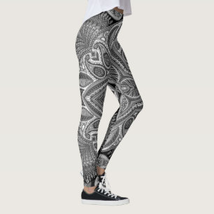 Leggings Paisley coloré en noir et blanc