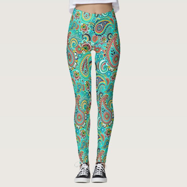 Leggings Paisley coloré moderne (Devant)