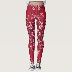 Leggings Paisley, crânes, bandana, design carré.