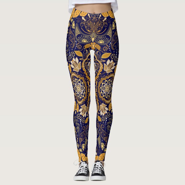 Leggings Paisley Elegance : Motif de design textile (Devant)