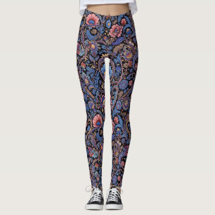 Leggings Paisley en bleu et corail
