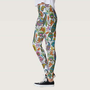 Leggings Paisley fleurie vintage colorée motif