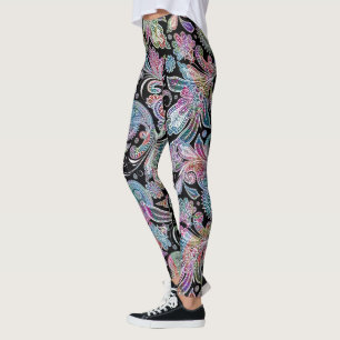 Leggings Paisley fleurie vintage colorée motif