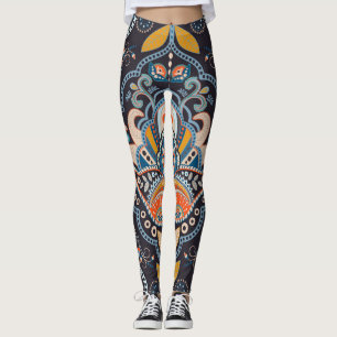 Leggings Paisley Floral : Motif indien foncé