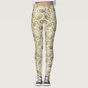 Leggings Paisley Motif Beige-Brown