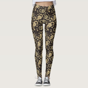 Leggings Paisley Motif Brown-Beige