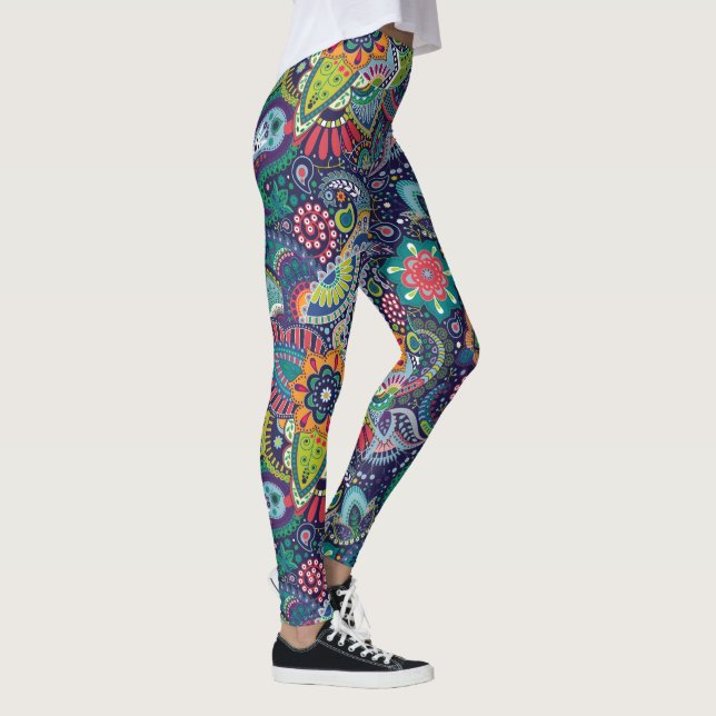 Leggings Paisley motif floral de Neon Multicolor (Droite)
