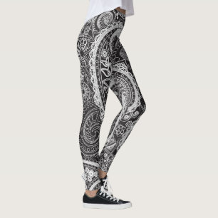 Leggings Paisley noir et blanc