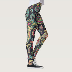 Leggings Paisley noir floral