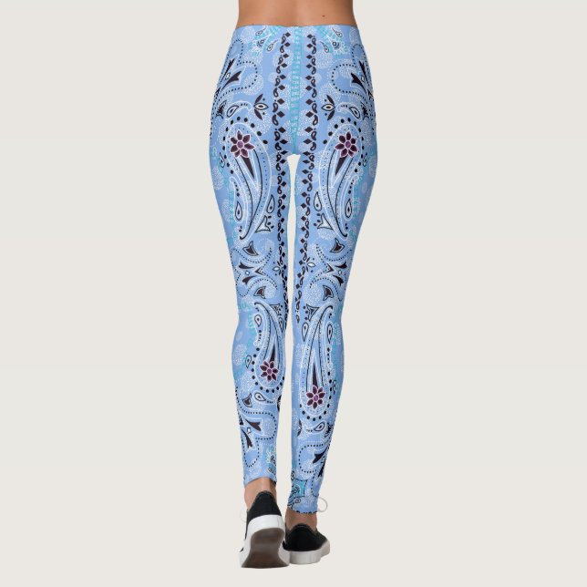 Leggings Paisley Ouest Bandana Bleue Imprimée (Dos)