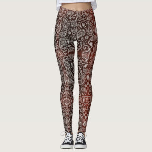 Leggings Paisley rouge foncé