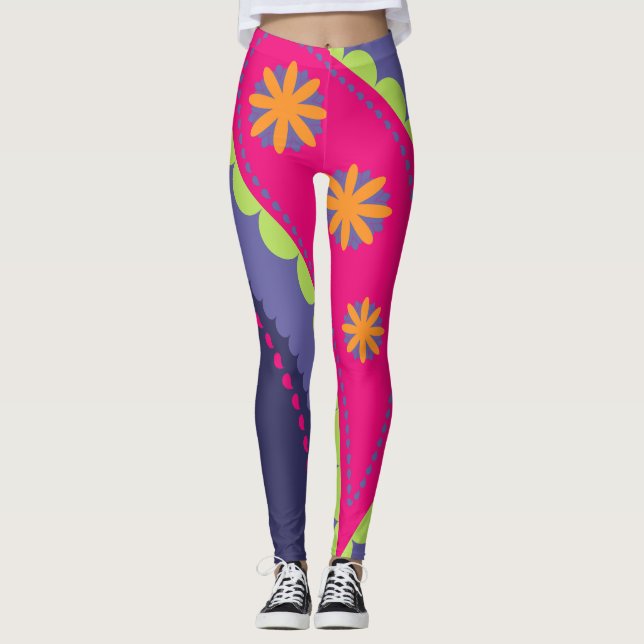 Leggings Paisley violet rose (Devant)