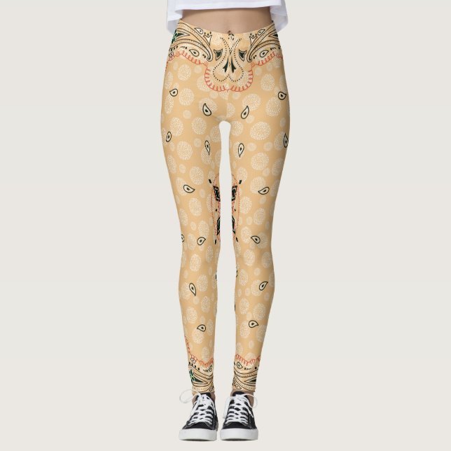 Leggings Paisley Western Gold Bandana Print Cowgirl (Devant)