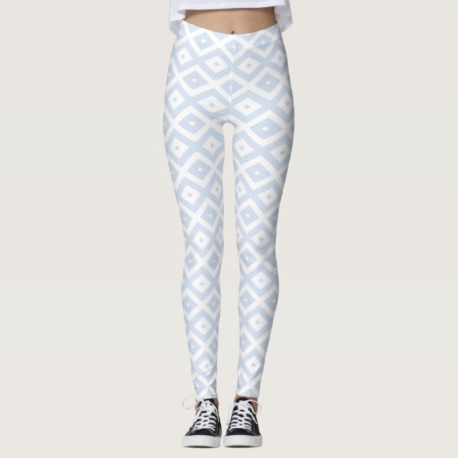 Leggings Pale blue and white diamond pattern (Devant)