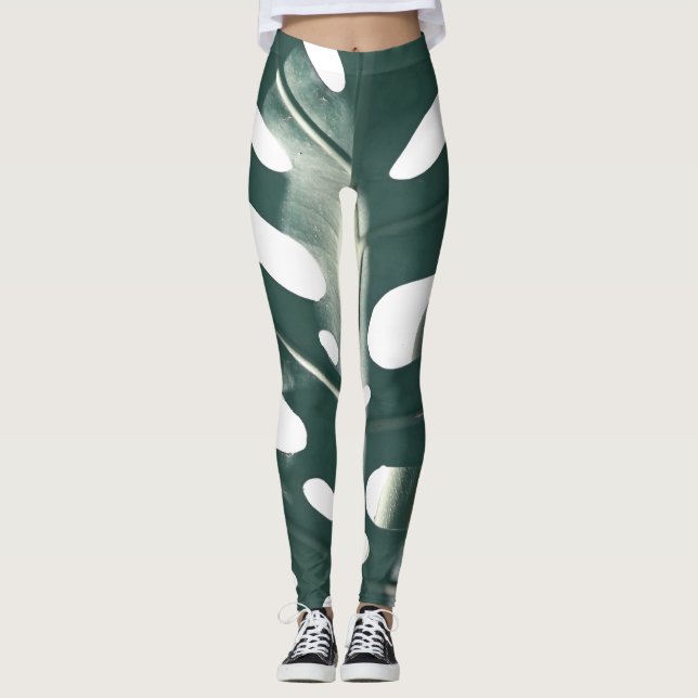 Leggings Pale Green Pastel Fromage Suisse Plante (Devant)