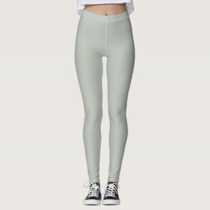 Leggings Pale Grey Vert Couleur Solide Paires Une Aube Tran