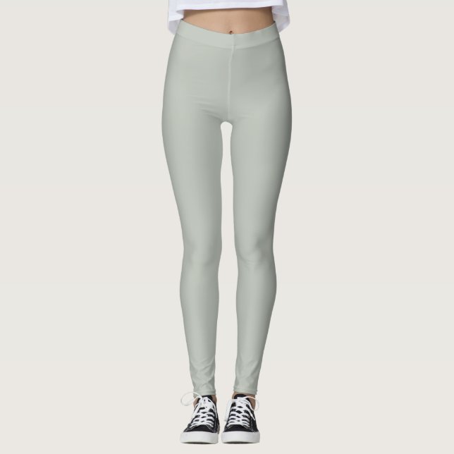 Leggings Pale Grey Vert Couleur Solide Paires Une Aube Tran (Devant)