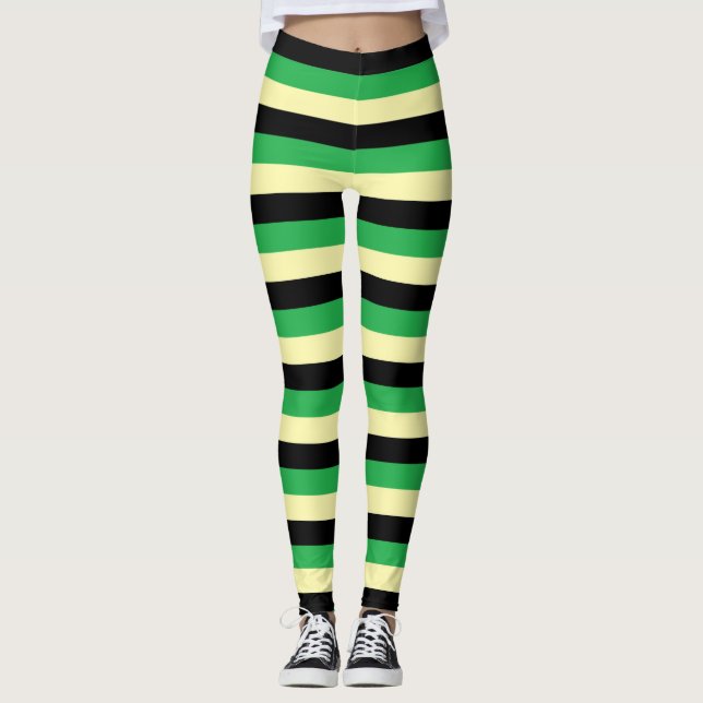 Leggings Pale Jaune, Noir et Vert (Devant)