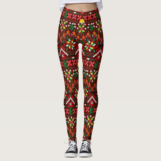Leggings Palestine Tatreez Broderie traditionnelle (Devant)