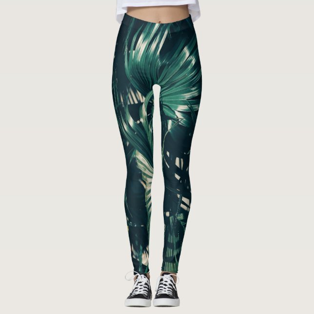 Leggings Pâlissez - les guêtres vertes de feuille de (Devant)