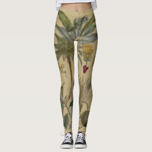 Leggings Palm Antique Fruit Tropical Art Botanique