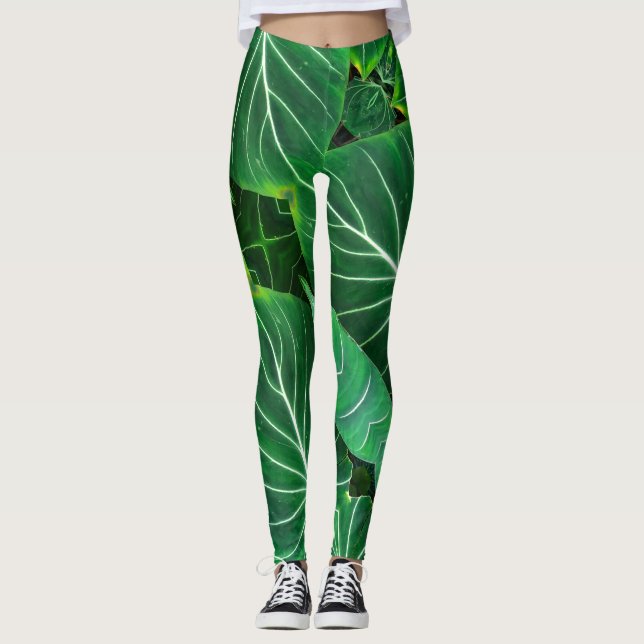Leggings Palm Leaf, feuillage tropical, forêt tropicale (Devant)