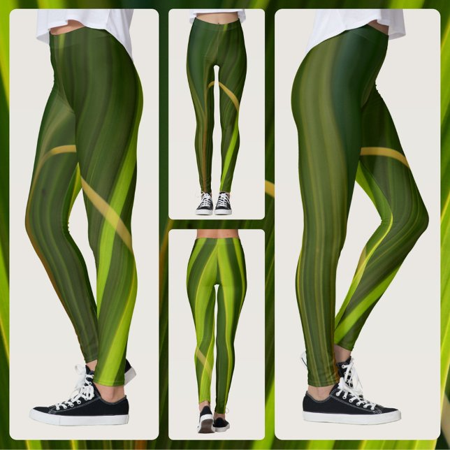Leggings Palmes Vertes Naturelles Abstrait Tropical (Créateur téléchargé)