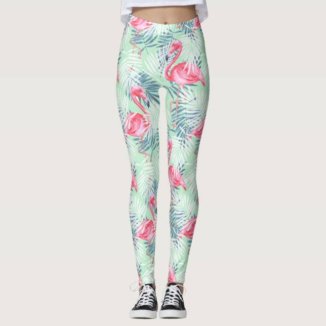 Leggings Palmettes et flamants (Devant)