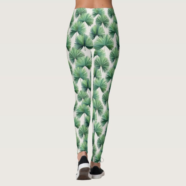Leggings Palmetto Fan Palm Tree Feuille Botanique Tropical (Dos)