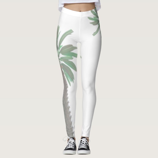 Leggings Palmier Stylisé Pastel Green Tropical (Devant)