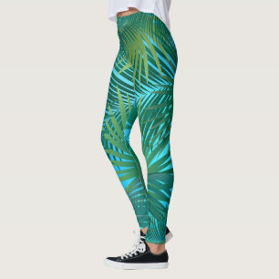 Leggings Palmier Tropical Feuille Jungle Green