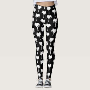 Leggings Palmier tropical noir et blanc motif